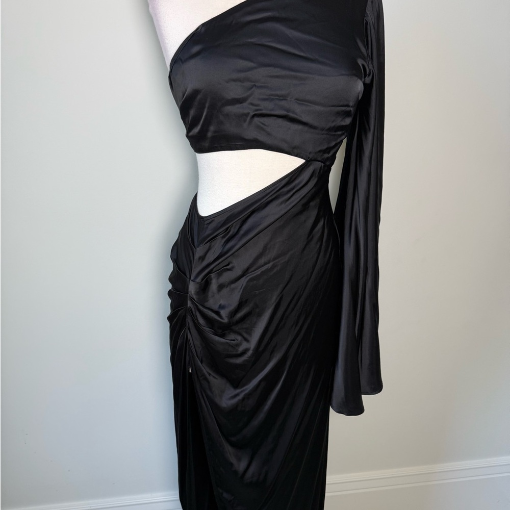 Michael Costello Black Asymmetrical Long Sleeve Dress - Picture 2 of 5